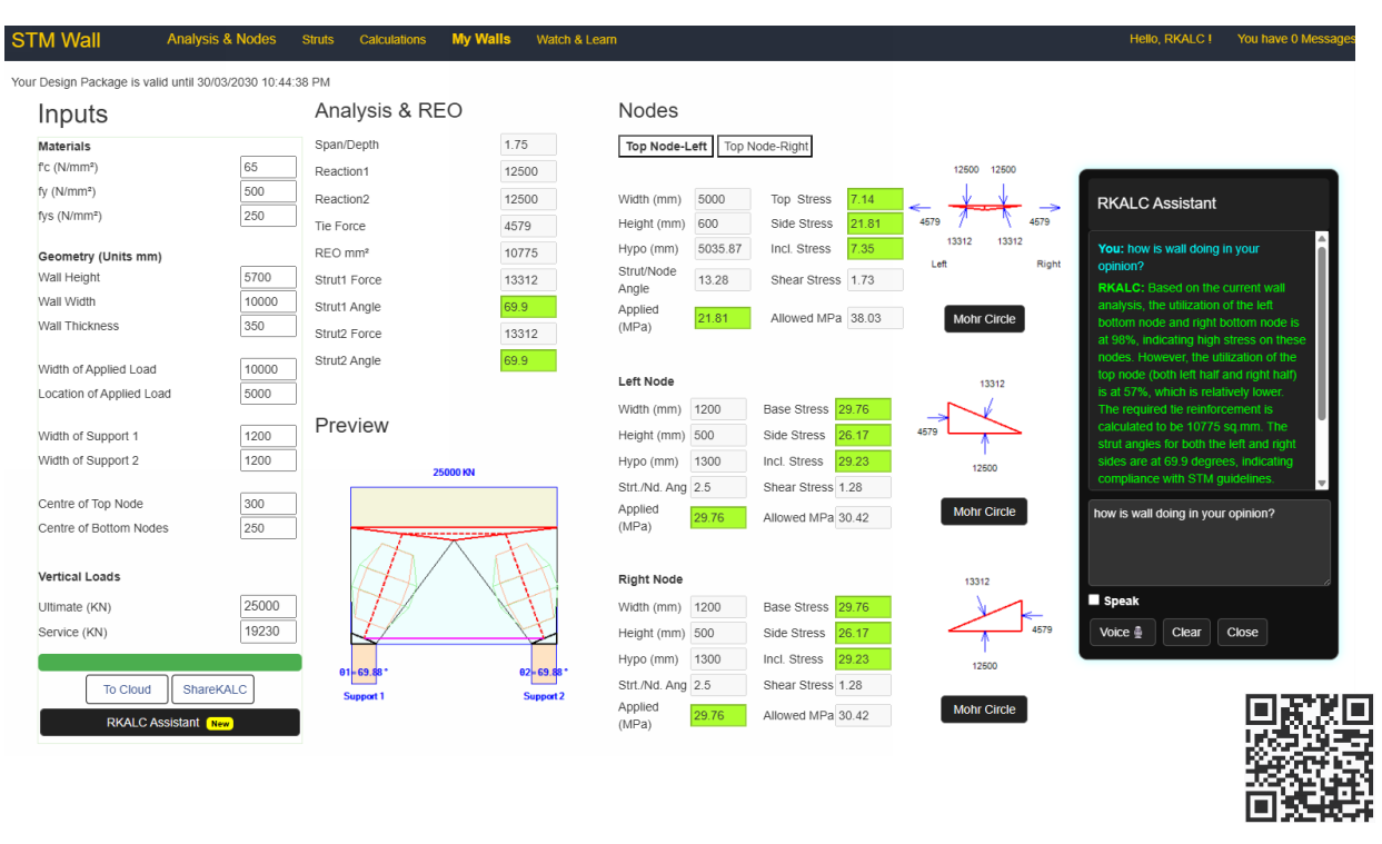 Strut-and-Tie Modelling example in RKALC