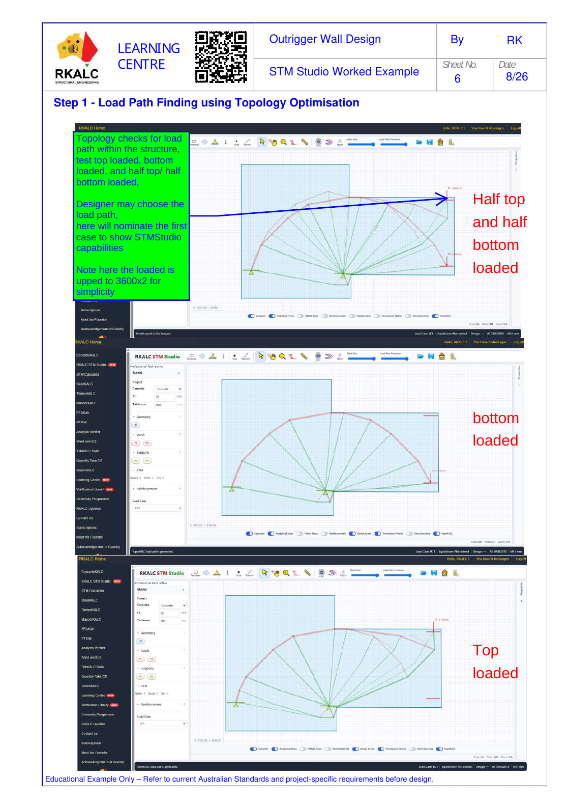 STM Studio TopoKALC topology optimisation examples for an outrigger wall